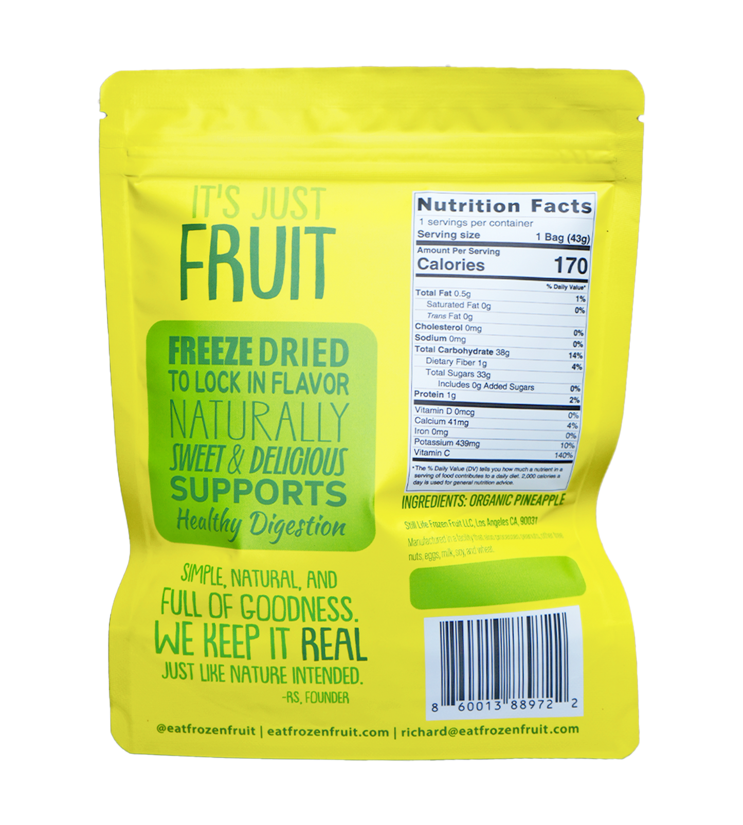 Freeze Dried Organic Pineapple