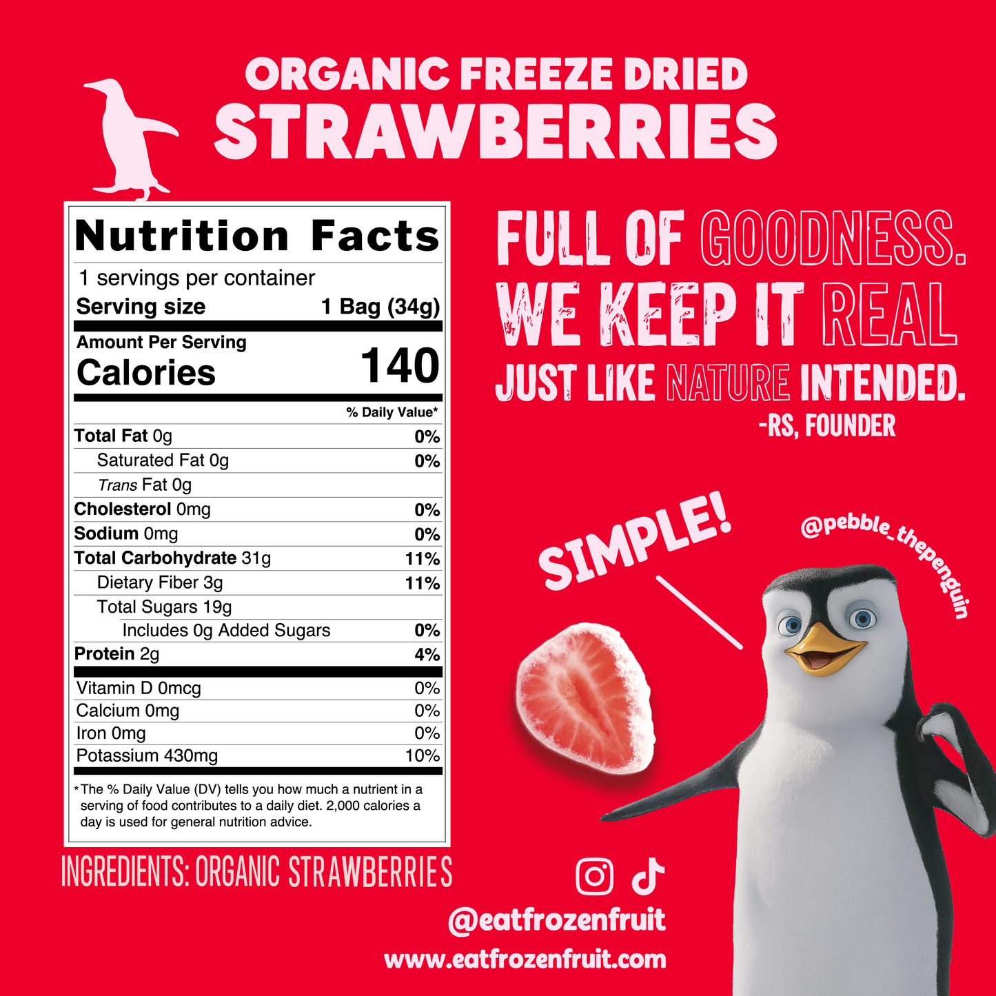 Freeze Dried Organic Strawberries